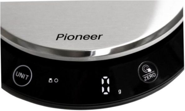 Elektronikus konyhai mérleg Pioneer PKS1012 kivehető fém tállal, súly- és folyadékmennyiség méréssel - Diagnosztika: igen