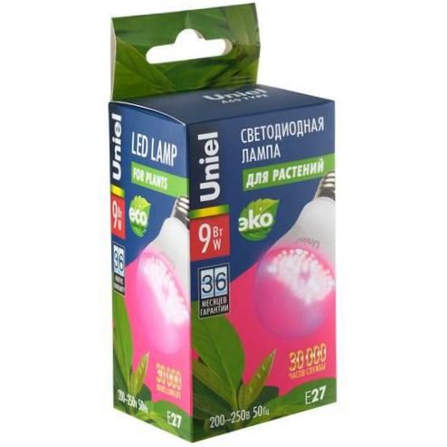 LED izzó növényekhez Uniel ALM01WH 09645, E27, A60, 9W - Teljesítmény: 9W