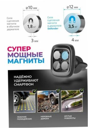 Defender CH-129 mágneses tartó - Felszerelési mód: klipsz