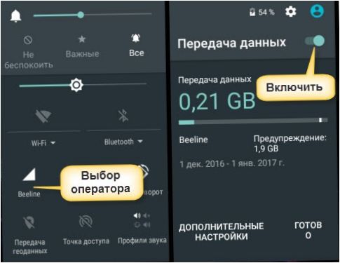 A mobilinternet bekapcsolása