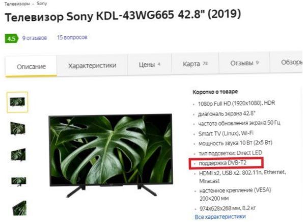 TV specifikációk a yandex piacon